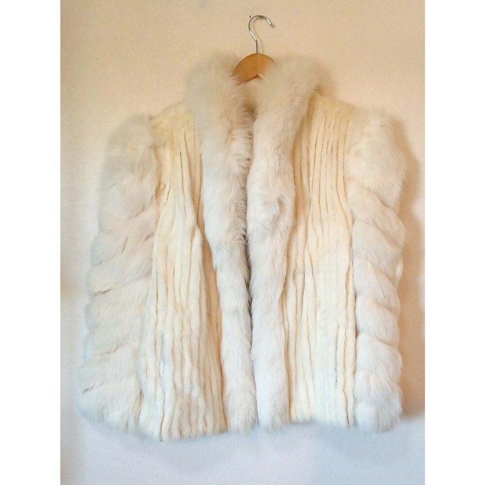 Vintage White Fur Coat Fox Mink Lined Cream Heavy